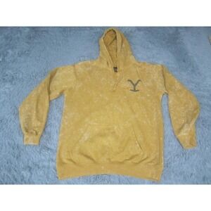 Yellowstone Hoodie Mens Medium Yellow Dutton Ranch Graphic Sweatshirt Pullover